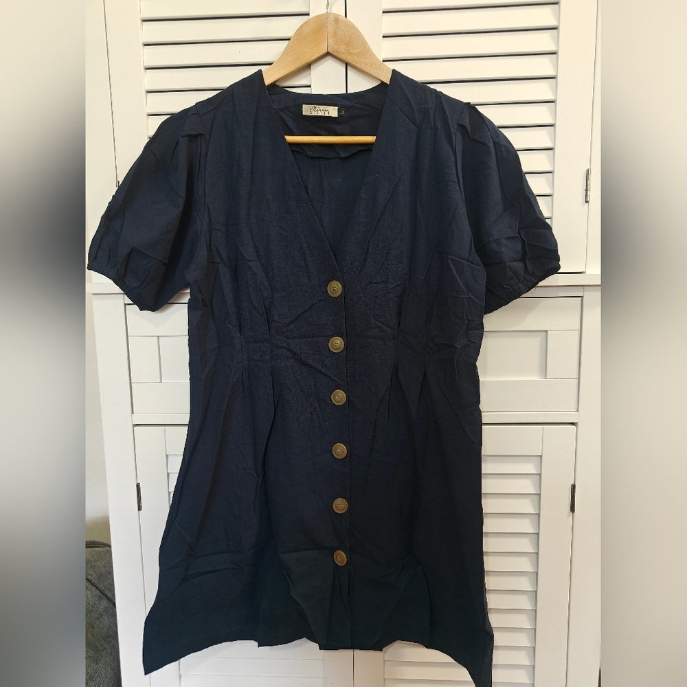 Dark Blue Button-Down Shirt